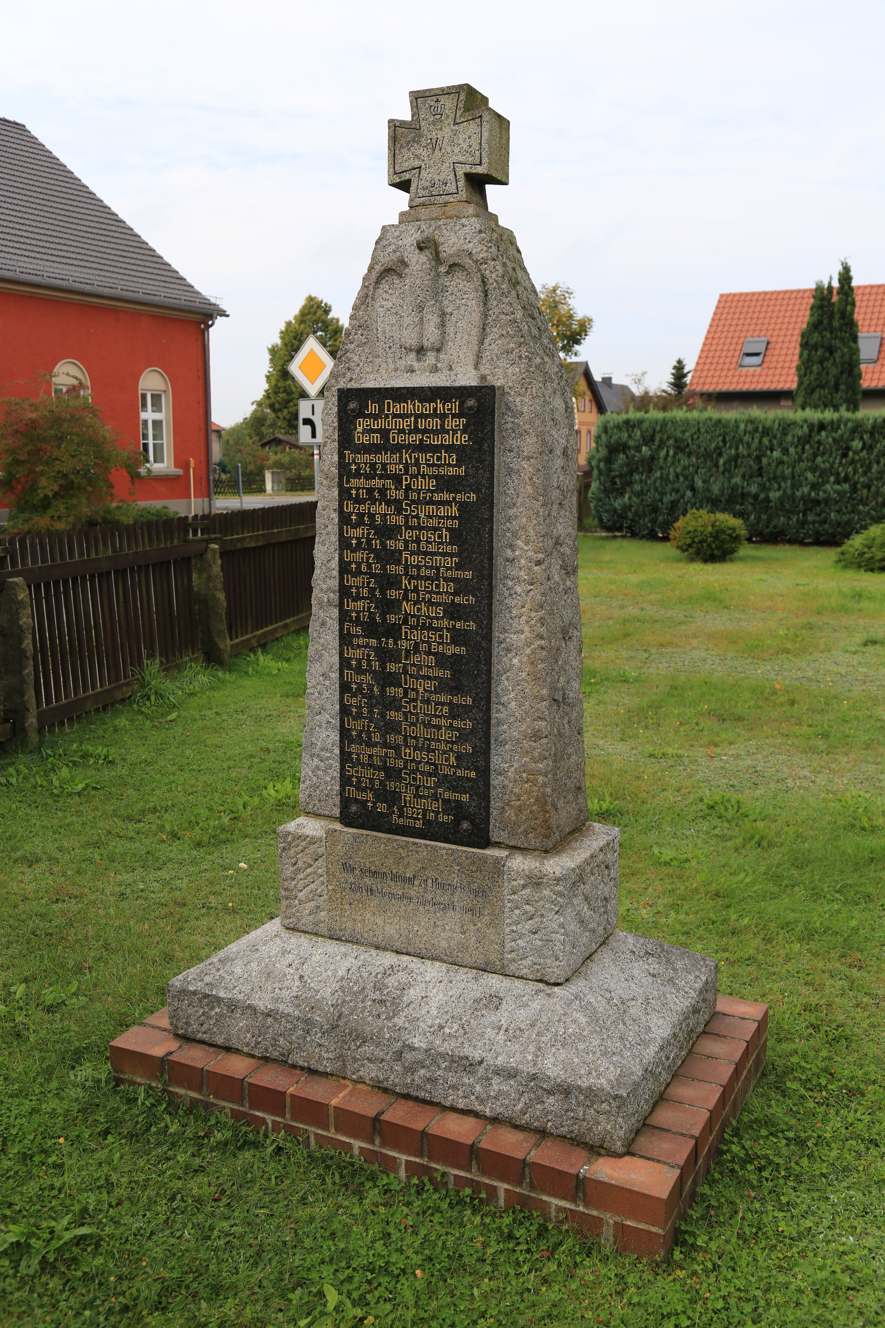 Denkmal für die Gefallenen des Ersten Weltkrieges in Geierswalde
