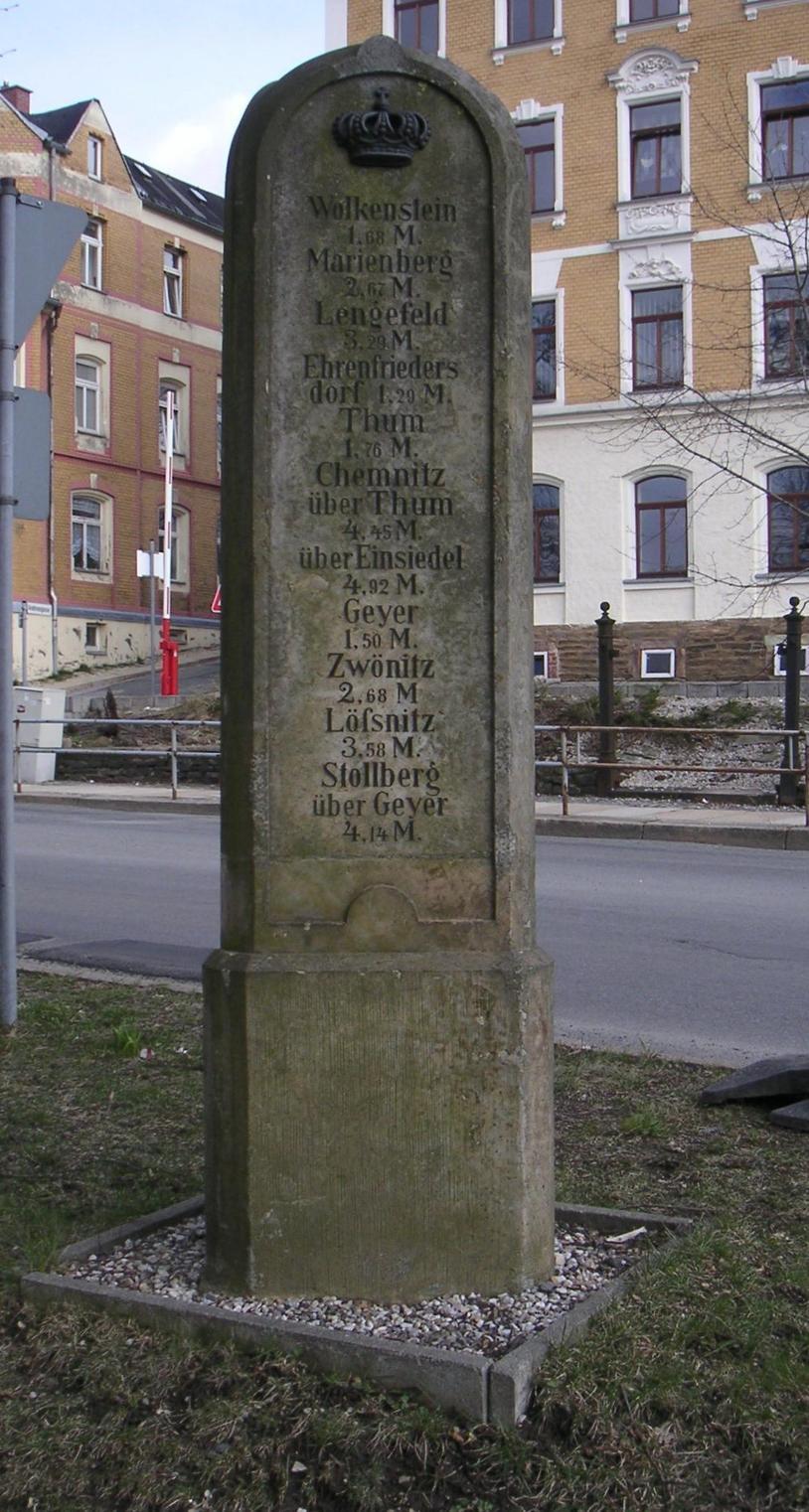 Königlich-Sächsischer Meilenstein Buchholzer Straße Annaberg